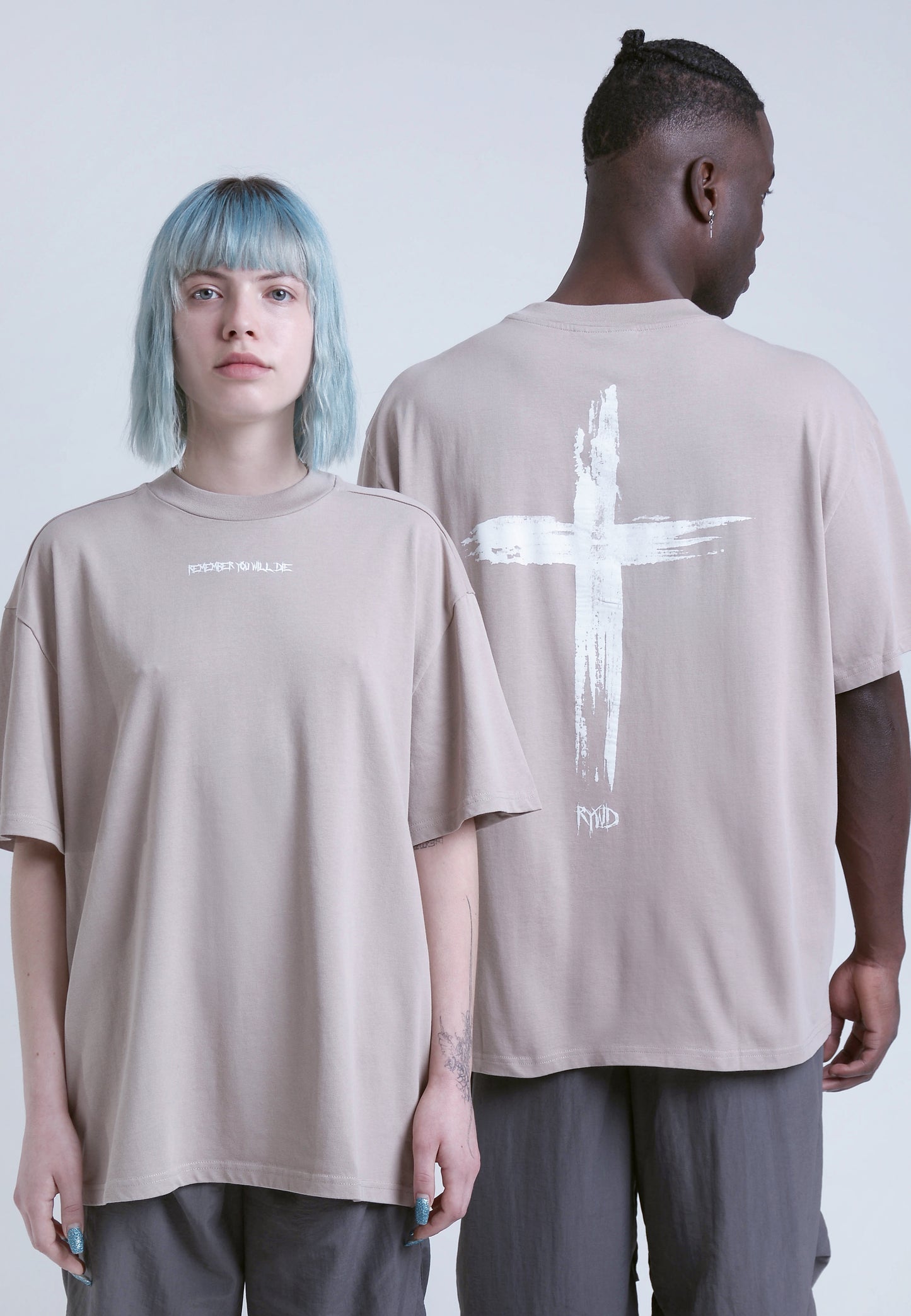 RYWD Cross T-Shirt beige 1 unisex oversize streetwear
