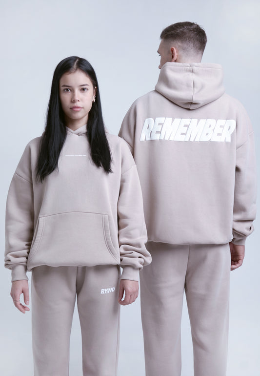 Remember Hoodie beige 1 unisex oversize streetwear